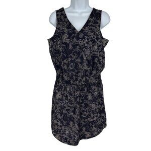 Lolë Marina Floral Active Dress Black Sleeveless UPF +50 Cinched Waist Size S